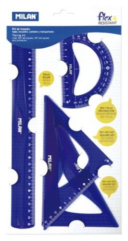 EQUIPO de DIBUJO MILAN 30 CMS AZUL