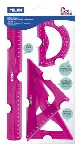 EQUIPO de DIBUJO MILAN 30 CMS ROSA