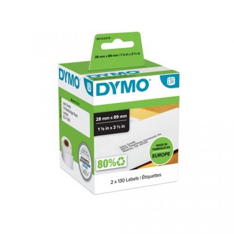 ETIQUETAS DYMO LABEL WRITER  28x89 mm PACK 2 ROLLO