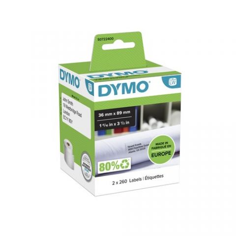 ETIQUETAS DYMO LABEL WRITER  36x89 mm PACK 2 ROLLO