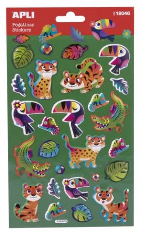 STICKERS APLI BOLSA 1h ANIMALES SELVA  (18046)