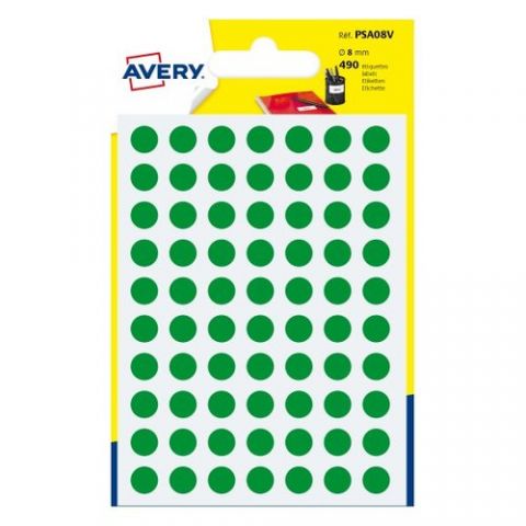 GOMETS AVERY  BOLSA 7h REDONDOS Ø 8 mm col. VERDES