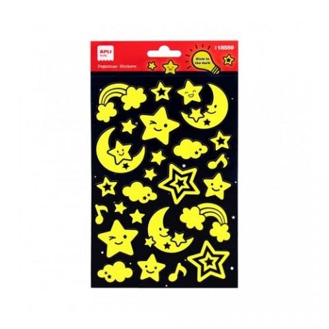 STICKERS APLI BOLSA 1h ESTRELLA&LUNA LUMINISCENTES