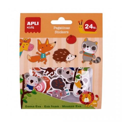 STICKERS APLI BOLSA 1h GOMA EVA ANIMALES  (18878)