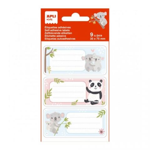 ETIQUETA ESCOLAR APLI 75x35 KOALAS BLISTER DE 9