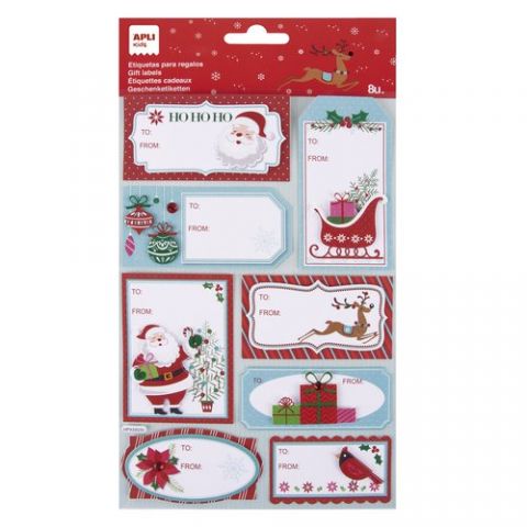 ETIQUETAS REGALO BOLSA APLI NAVIDAD PAPA NOEL 1h (