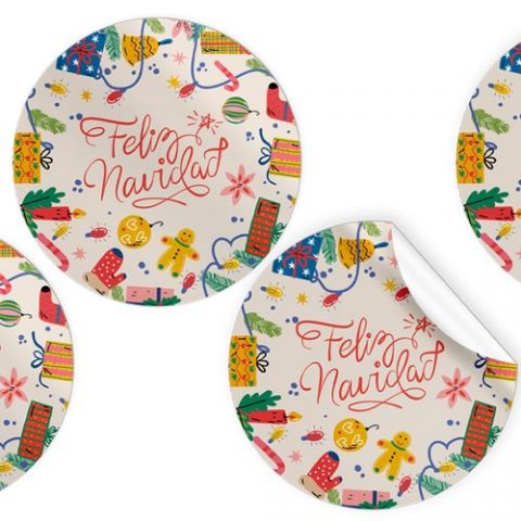 ETIQUETAS REGALO ADH. ROLLO  250 uds. REDONDAS Ø 4