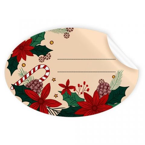 ETIQUETAS REGALO ADH. ROLLO  250 uds. OVALADAS 60x