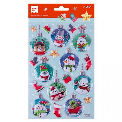 PEGATINAS APLI NAVIDAD BOLA MUÑECO DE NIEVE 1H