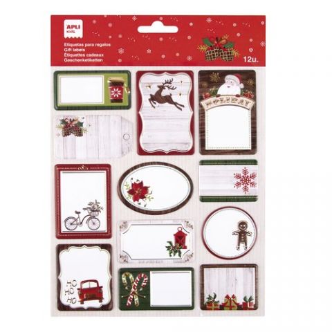ETIQUETAS REGALO BOLSA APLI NAVIDAD PIÑAS NAVIDAD