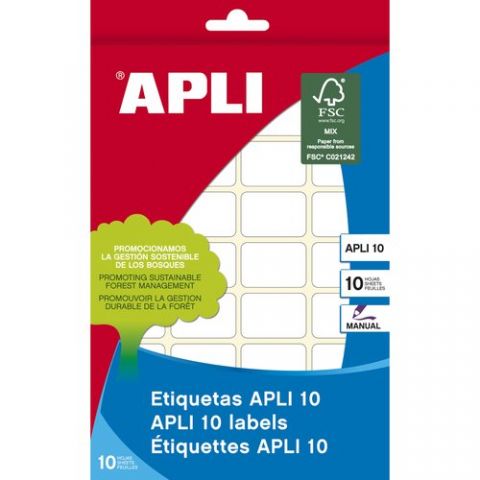 ETIQUETAS ADH.MANUALES BOLSA APLI BLANCAS 10h C.RO