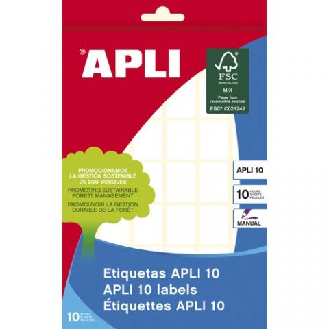 ETIQUETAS ADH.MANUALES BOLSA APLI BLANCAS 10h C.RO