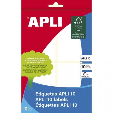 ETIQUETAS ADH.MANUALES BOLSA APLI BLANCAS 10h C.RO