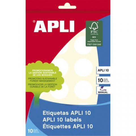 ETIQUETAS ADH.MANUALES BOLSA APLI BLANCAS 10h REDO
