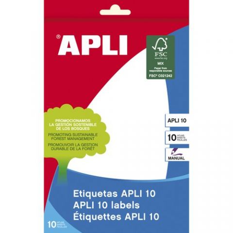 ETIQUETAS ADH.MANUALES BOLSA APLI BLANCAS 10h C.RO