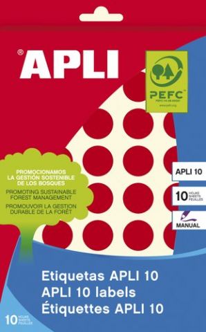 ETIQUETAS ADH.MANUALES BOLSA APLI COLOR ROJO 8h RE