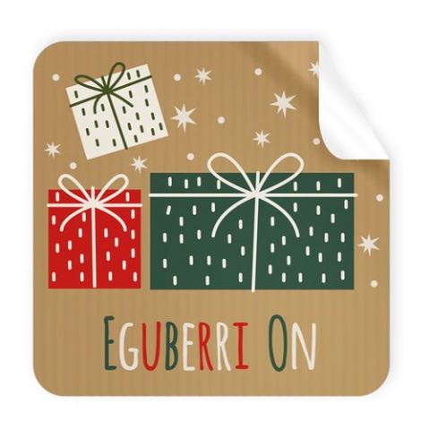 ETIQUETAS REGALO EUSKERA ADH. ROLLO  250 uds. CUAD