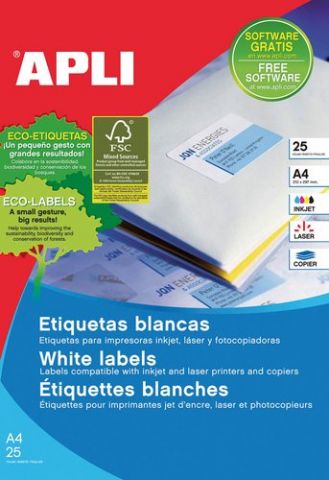 ETIQUETAS ADH.IMPR.APLI A4 BLANCA C.RECTOS BLISTER