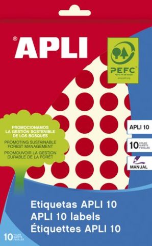 ETIQUETAS ADH.MANUALES BOLSA APLI COLOR ROJO 8h RE