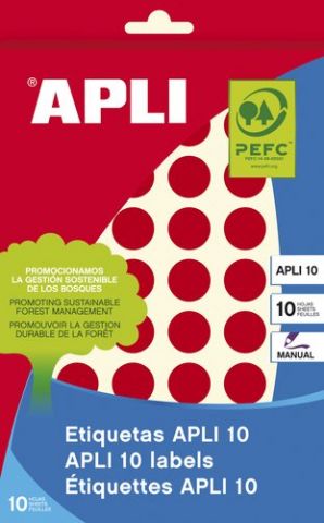 ETIQUETAS ADH.MANUALES BOLSA APLI COLOR ROJO 8h RE