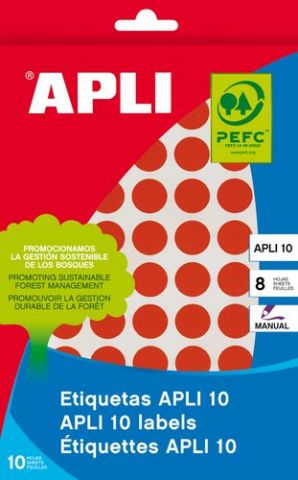 ETIQUETAS ADH.MANUALES BOLSA APLI COLOR ROJO 8h C.