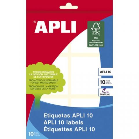 ETIQUETAS ADH.MANUALES BOLSA APLI BLANCAS 10h C.RO