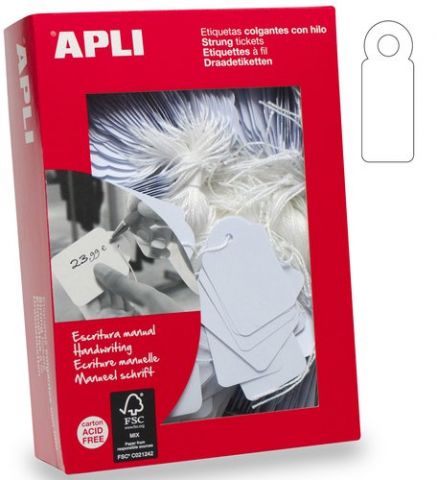 ETIQUETAS MANUALES COLGANTES con HILO APLI  9x24 m