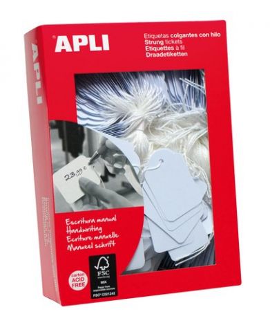 ETIQUETAS MANUALES COLGANTES con HILO APLI 13x34 m