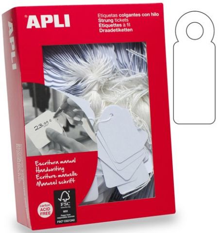 ETIQUETAS MANUALES COLGANTES con HILO APLI 50x70 m