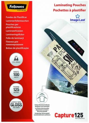 FUNDA PLASTIFICAR FELLOWES BRILLO 216x303 (A4) 125