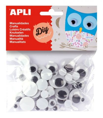 OJOS MOVILES APLI REDONDOS NEGRO BOLSA de 75