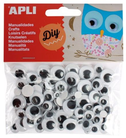 OJOS MOVILES APLI REDONDOS NEGRO BOLSA de 100