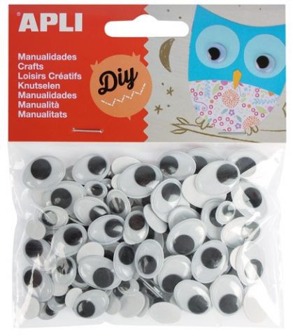 OJOS MOVILES APLI OVALADOS NEGRO BOLSA de 100