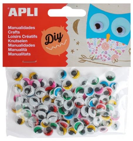 OJOS MOVILES APLI REDONDOS PESTAÑAS 10 mm. COLORES