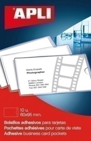 FUNDA ADHESIVA APLI  60x95mm BOLSILLO para TARJETA