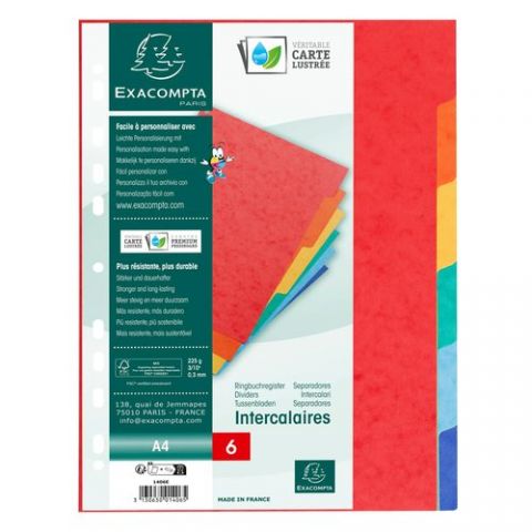 SEPARADORES EXACOMPTA CARTULINA LUSTRADA A4 225gr