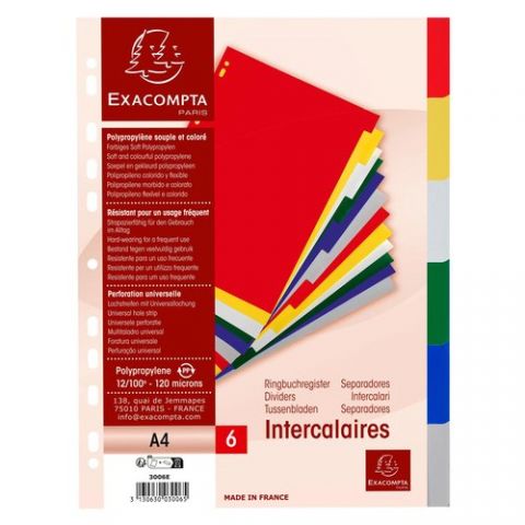 SEPARADORES EXACOMPTA PP FLEXIBLE OPACO A4 6 pesta