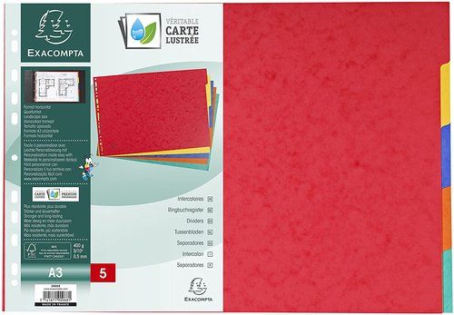 SEPARADORES EXACOMPTA CARTULINA LUSTRADA 400gr A3