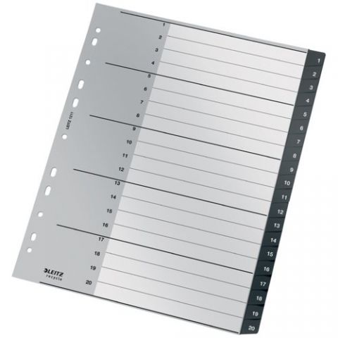 INDICE LEITZ PP RECYCLE NUMERICO A4+ pestañas 1-20