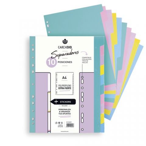 SEPARADORES CARCHIVO SOFT PP EXTRA FUERTE A4 10 pe