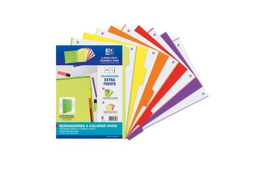 SEPARADORES OXFORD PP A4 5 pestañas 4 taladros (5