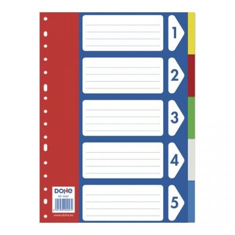 SEPARADORES DOHE PP COLORES A4 5 pestañas 16 talad