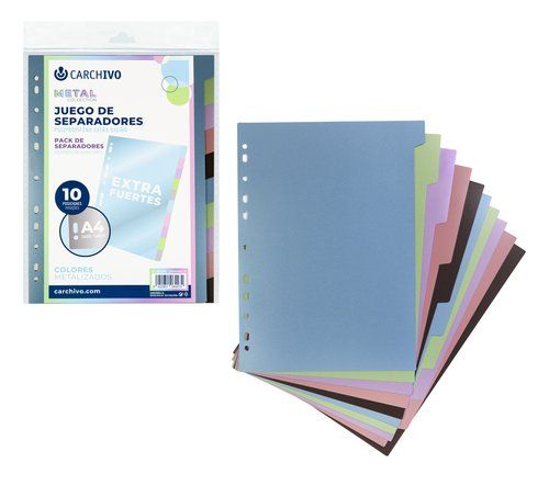 SEPARADORES CARCHIVO METAL PP EXTRA FUERTE A4 6 pe