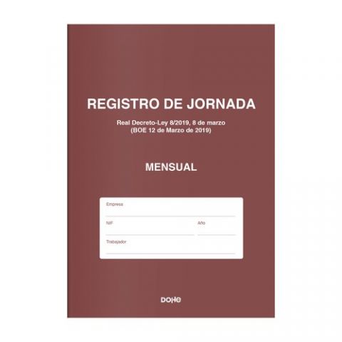 LIBRO REGISTRO DE JORNADA LABORAL DOHE A4 NATURAL