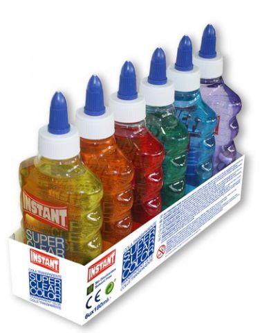 COLA SUPER CLEAR COLOR INSTANT SURTIDO 180 ml EXPO