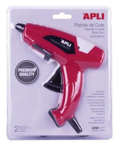 PISTOLA de COLA TERMOFUSIBLE APLI 40W + 2 BARRAS D