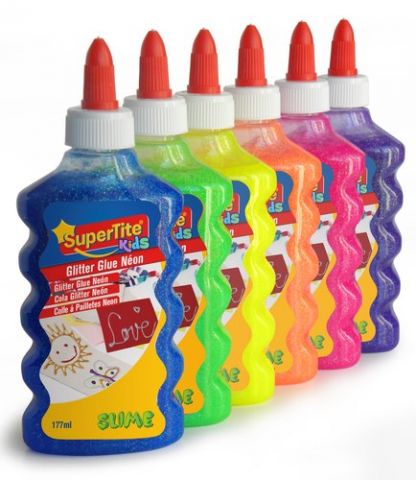 COLA GLITTER GLUE SUPERTITE BOTE de 177ml COLORES
