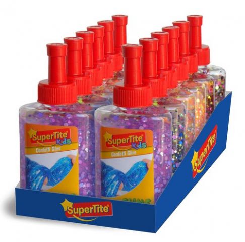 COLA CONFETTI  SUPERTITE BOTE de 80ml SURTIDO EXPO
