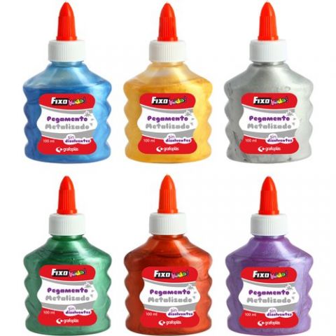 COLA FIXO KIDS METALIZADA 100ml EXPOSITOR DE 12