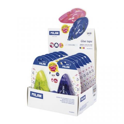 ROLLER ADHESIVO MILAN 8,4mm x 12m EXPOSITOR de 12